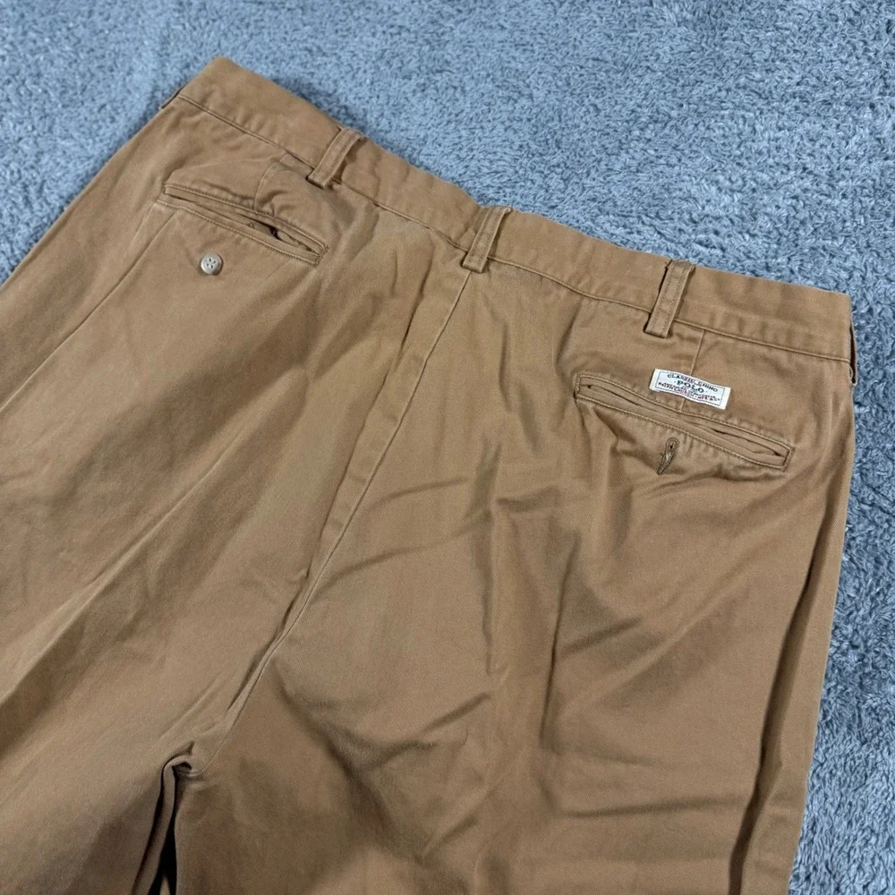 Vintage Polo Ralph Lauren Hammond Pant‎ Mens 42x30 Khaki Double Pleated Chino